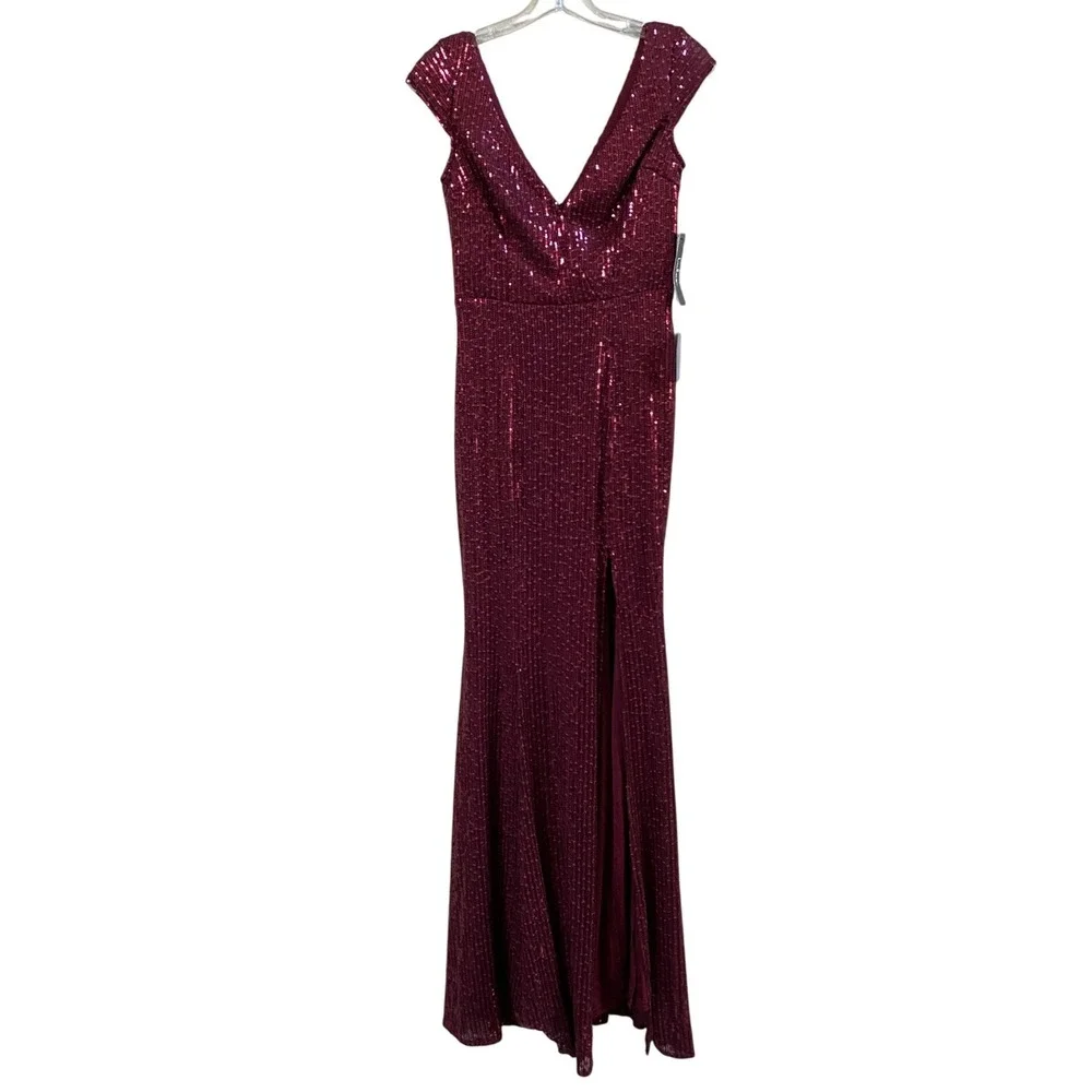 LULUS Catching Compliments Burgundy Sequin Maxi Dress Holiday Glam XS -NWT - Picture 8 of 16